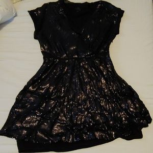 Banana Republic black sequin wrap front dress 8